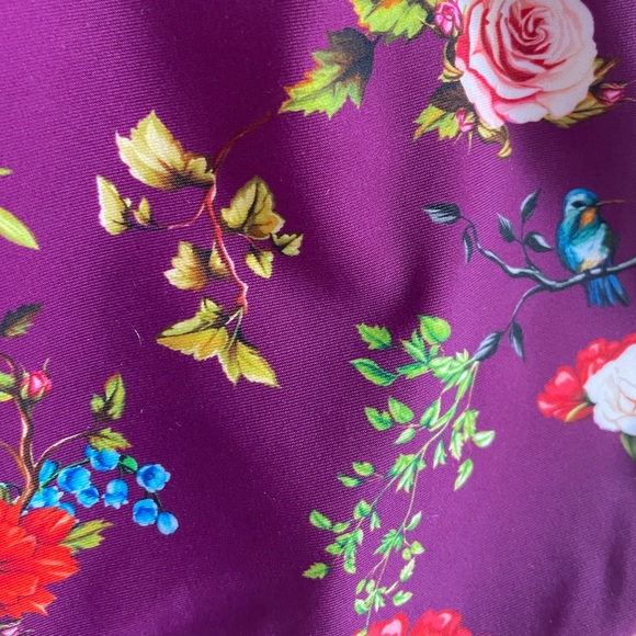 Cupshe purple floral pull on high waist cheeky bikini swim bottom size medium - Picture 7 of 9